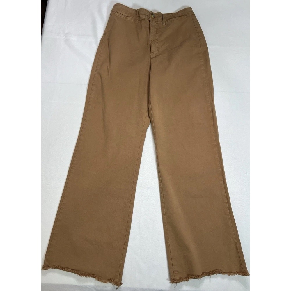Marine Layer Bridget Pants Women's Size 12 Tobacco Tan Wide Leg Raw Hem